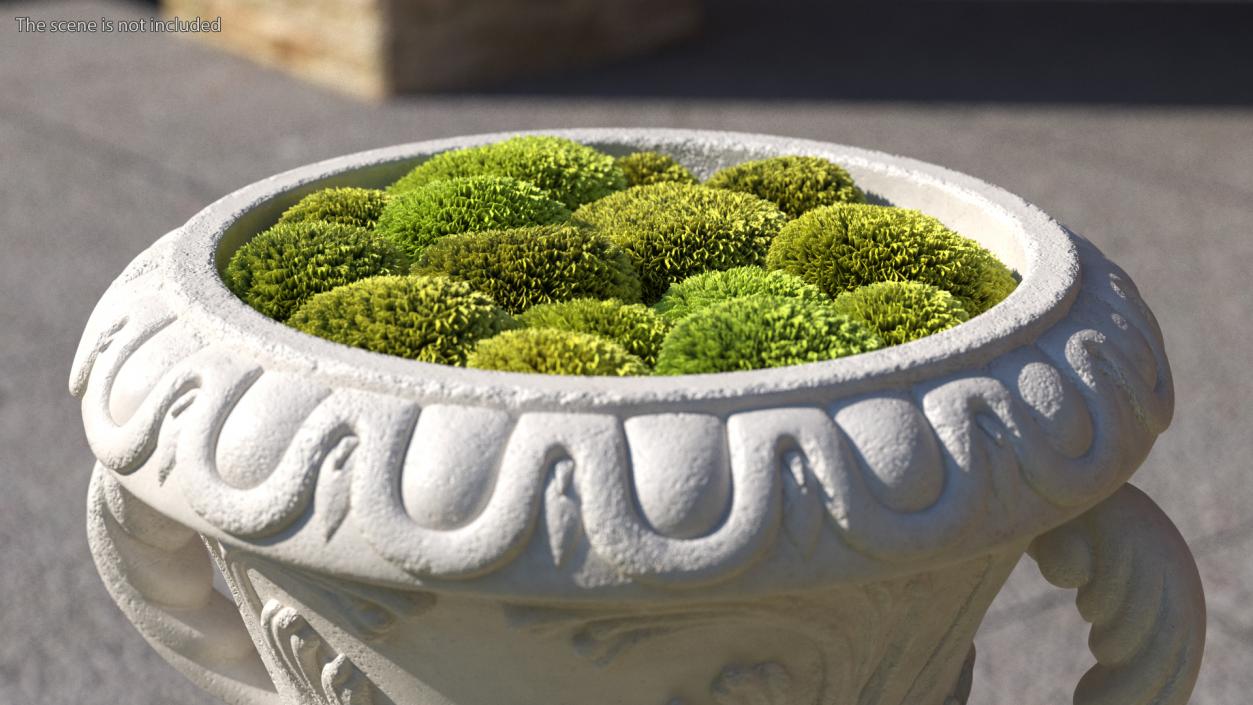 3D Planter Urn On Plinth With Moss Garden model