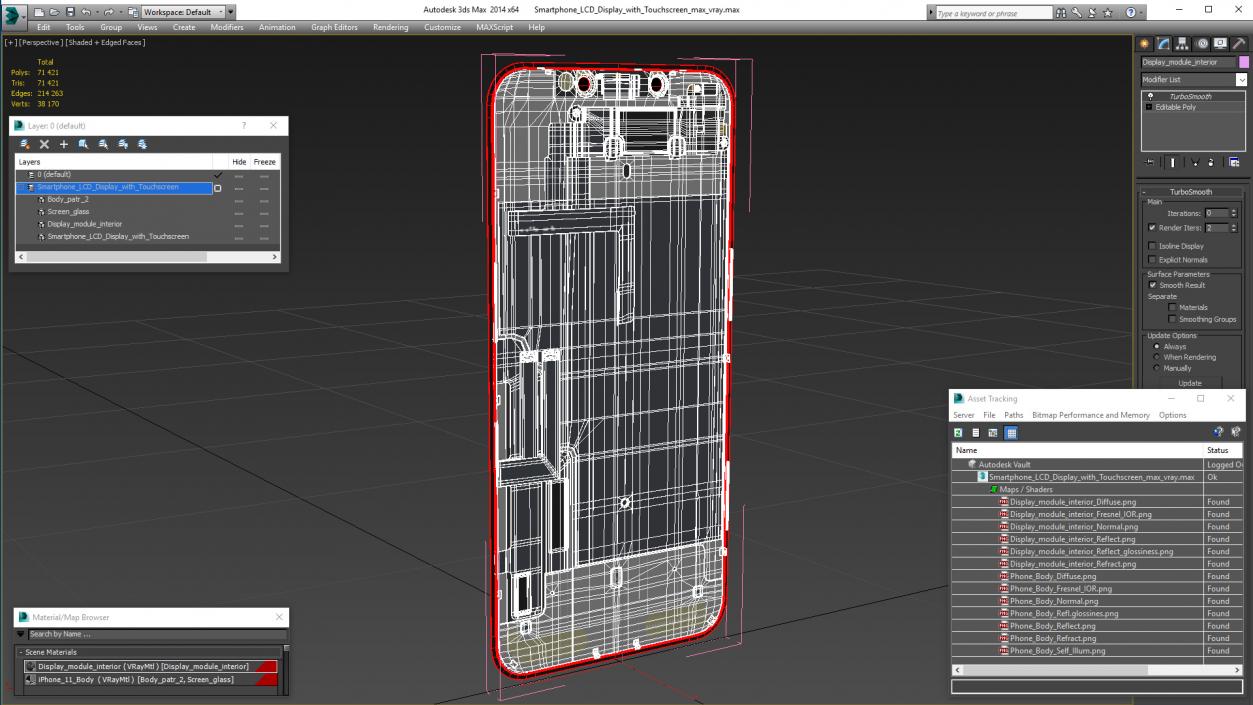 Smartphone LCD Display with Touchscreen 3D model