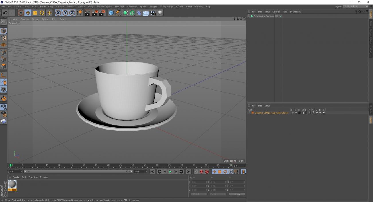 3D model Ceramic Coffee Cup with Saucer