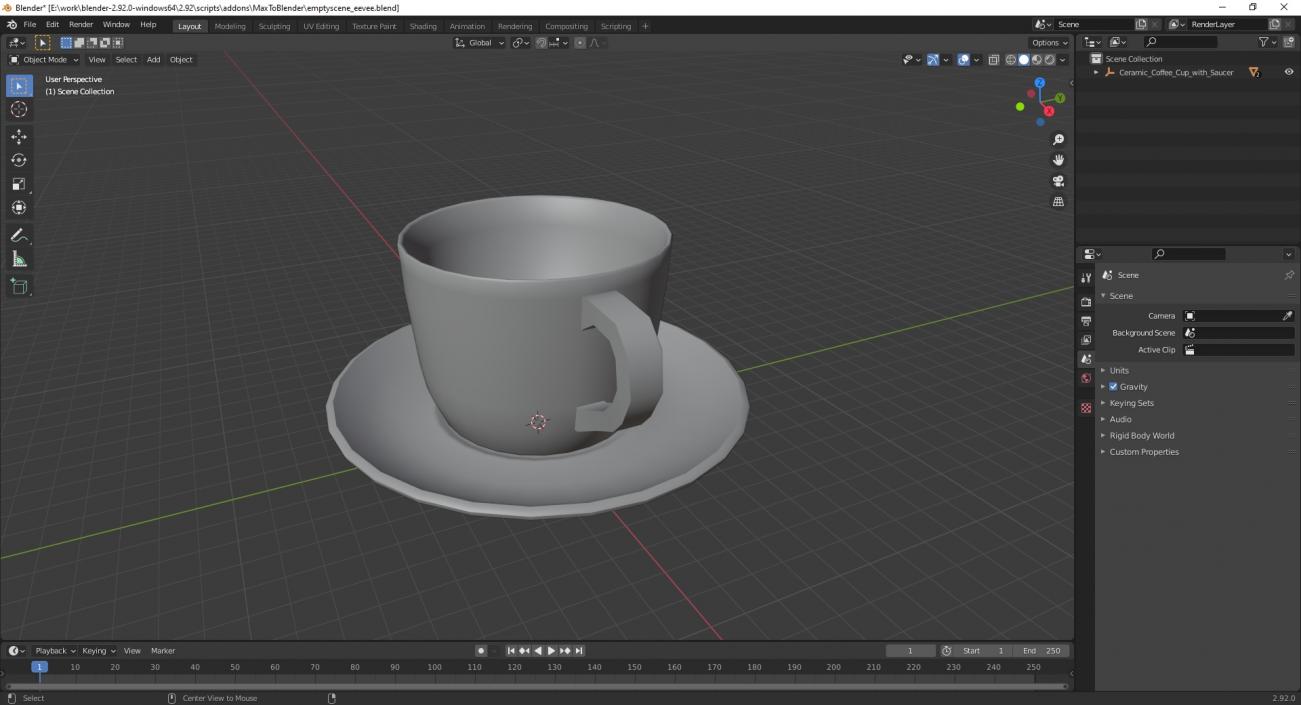 3D model Ceramic Coffee Cup with Saucer