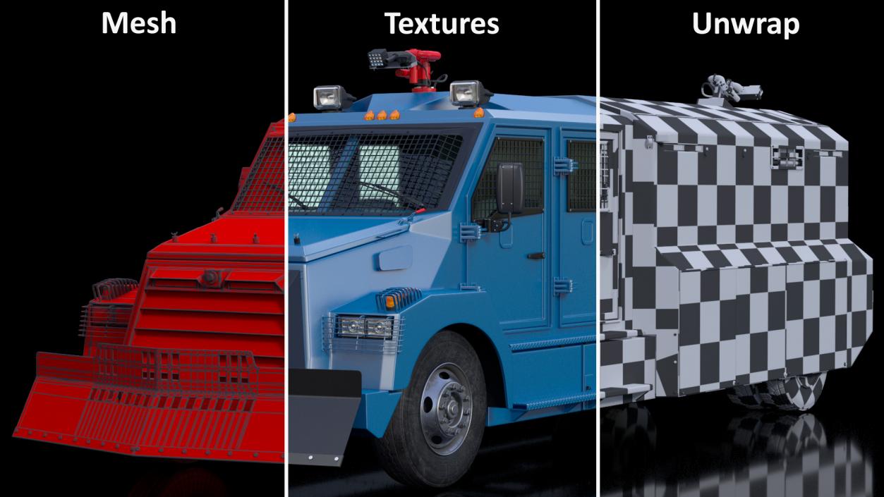 3D Riot Control Vehicle Blue Simple Interior