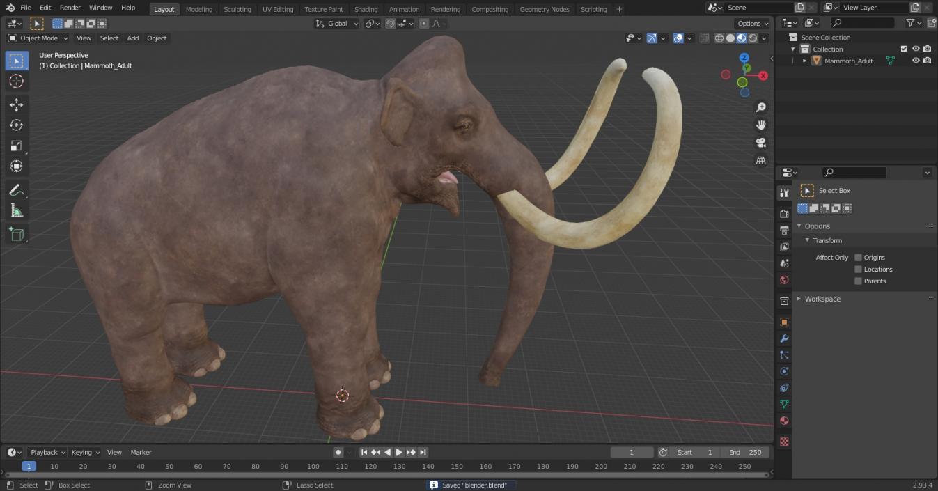 3D Mammoth Adult model