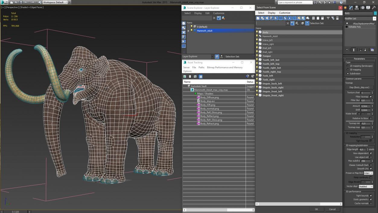 3D Mammoth Adult model