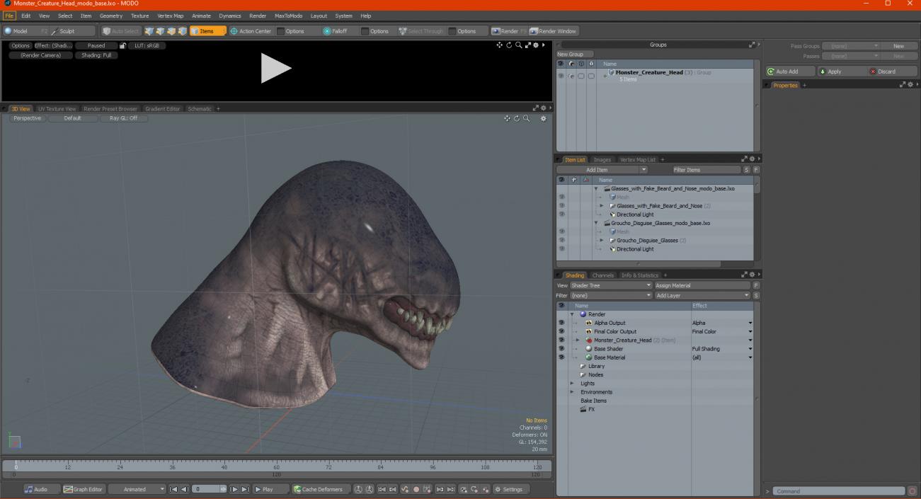 3D Monster Creature Head