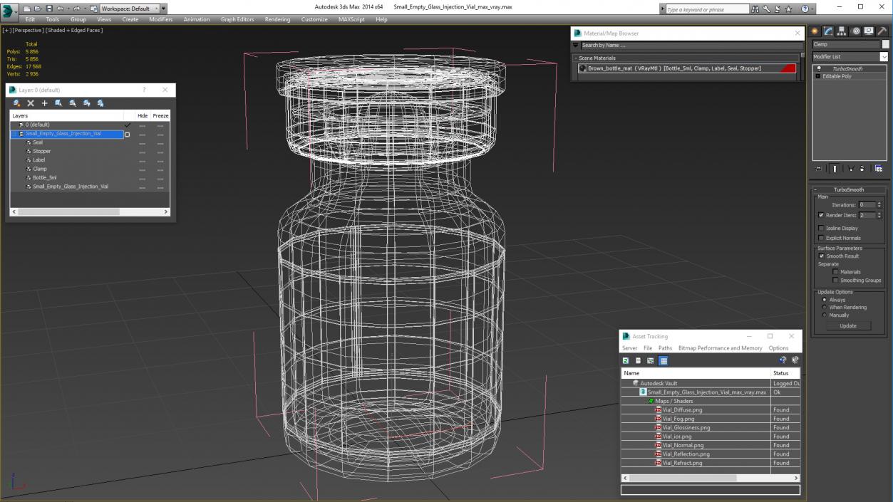 Small Empty Glass Injection Vial 3D