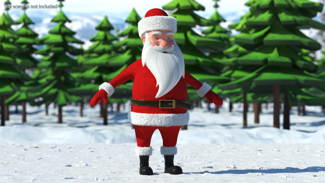 3D model Cartoon Santa Claus A-pose Fur