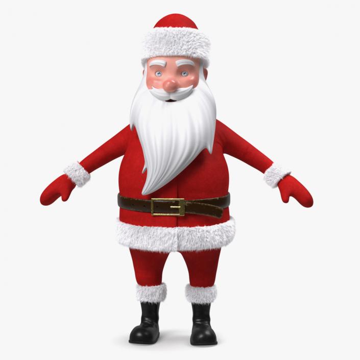 3D model Cartoon Santa Claus A-pose Fur