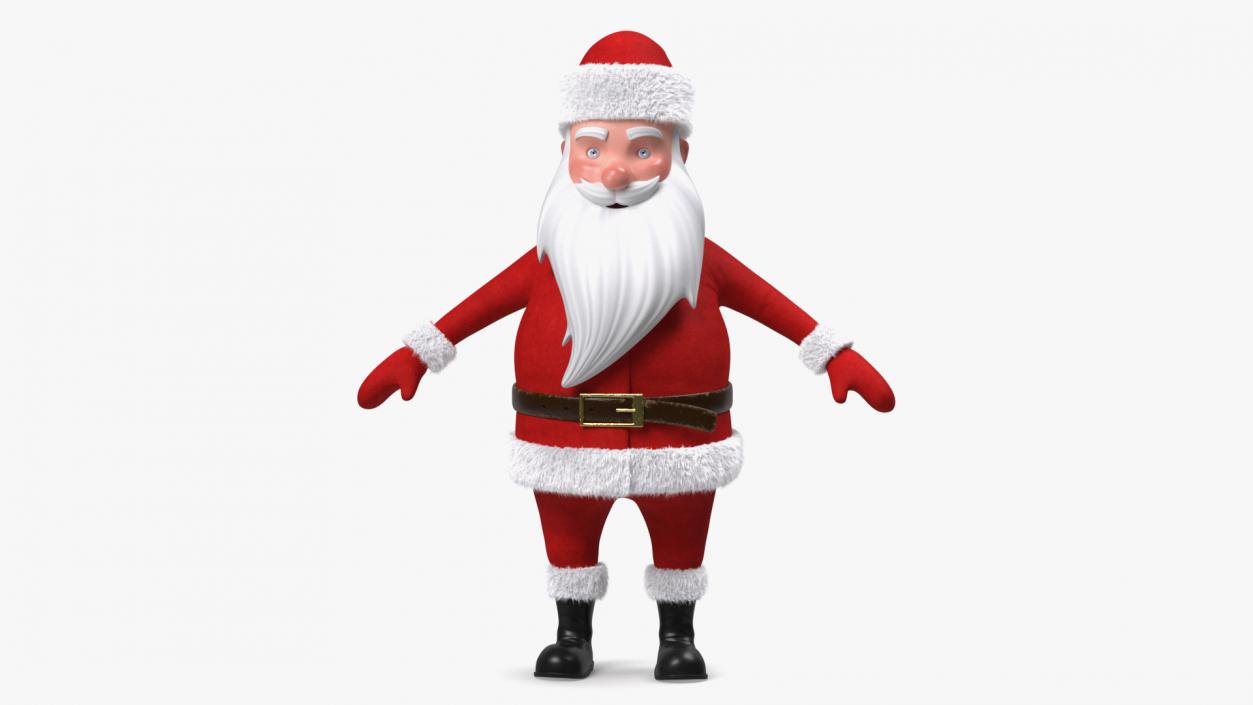 3D model Cartoon Santa Claus A-pose Fur