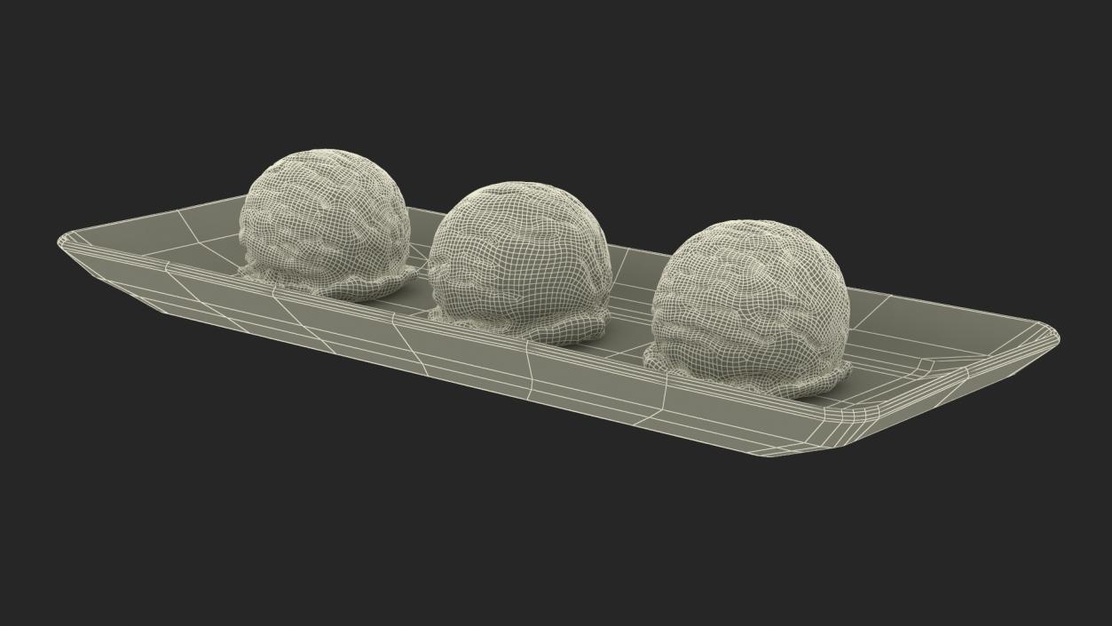 3D model Ice Cream Scoops on Plate