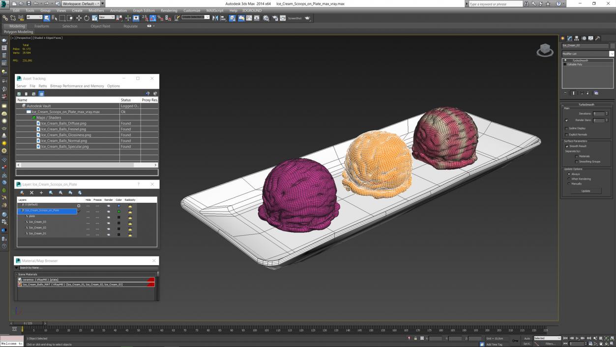 3D model Ice Cream Scoops on Plate