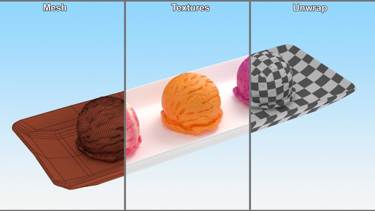 3D model Ice Cream Scoops on Plate