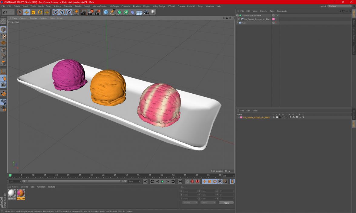 3D model Ice Cream Scoops on Plate