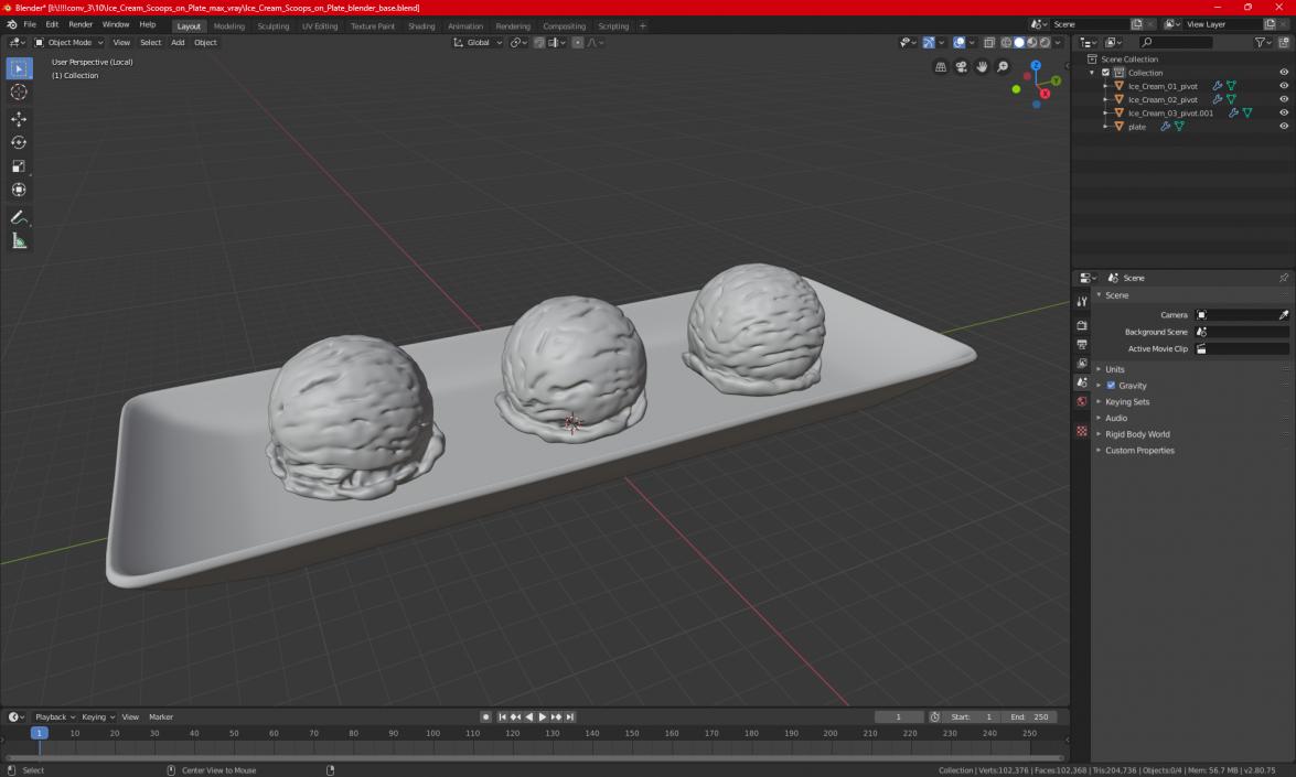 3D model Ice Cream Scoops on Plate