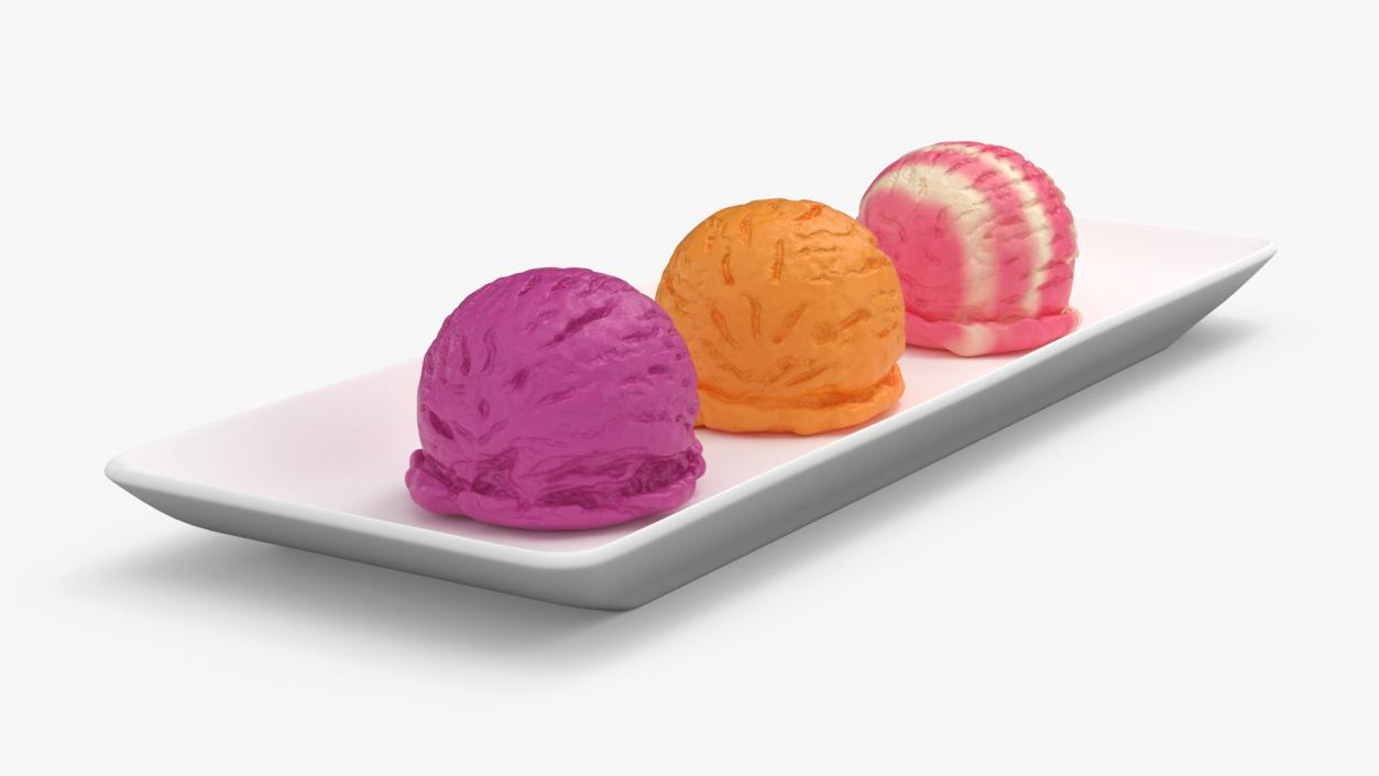 3D model Ice Cream Scoops on Plate