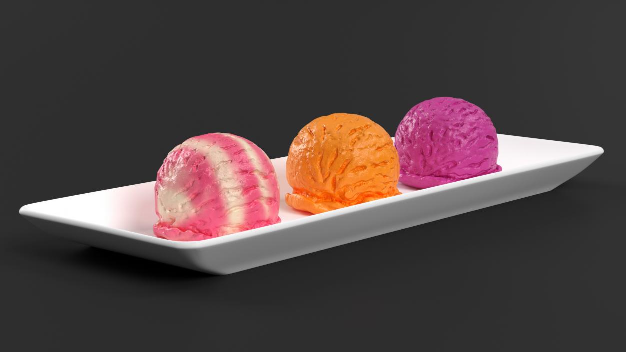 3D model Ice Cream Scoops on Plate