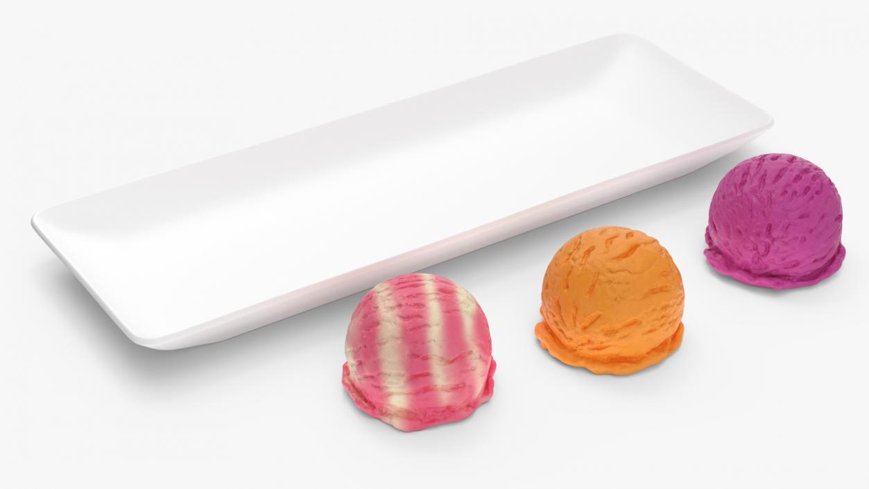 3D model Ice Cream Scoops on Plate