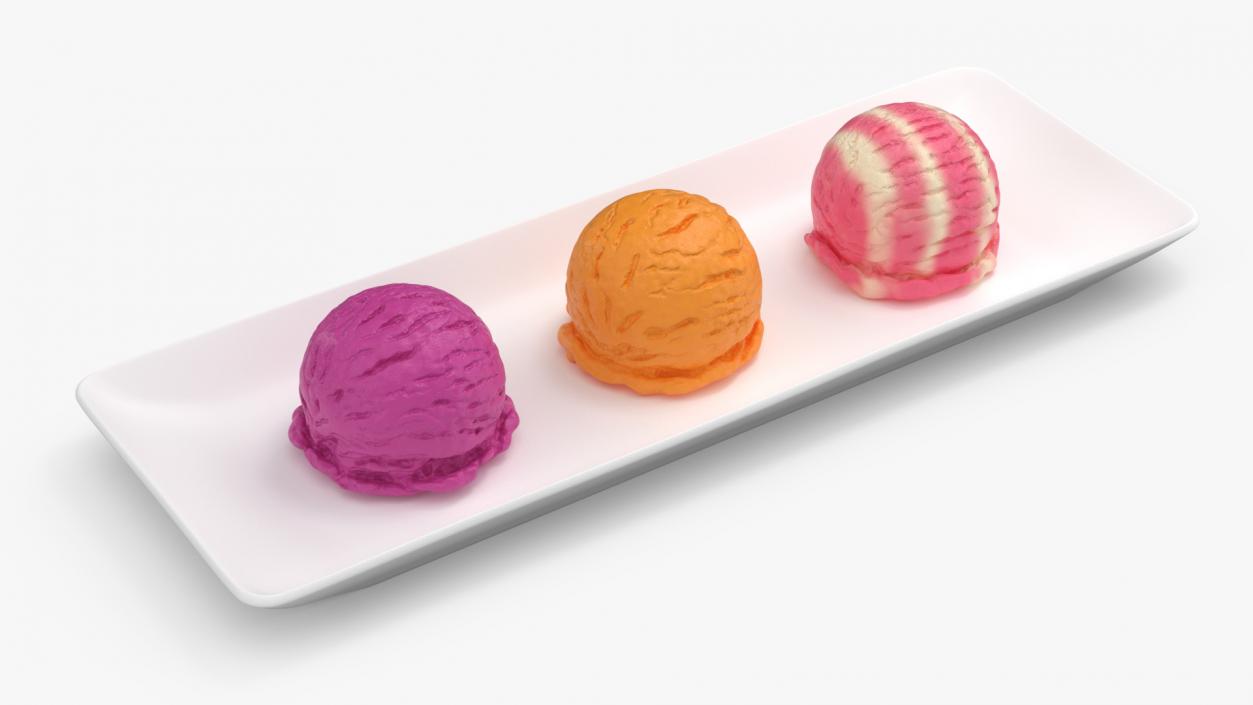 3D model Ice Cream Scoops on Plate