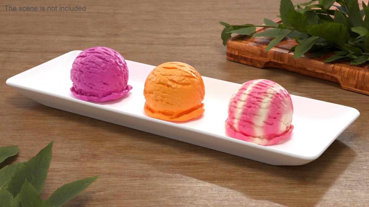 3D model Ice Cream Scoops on Plate