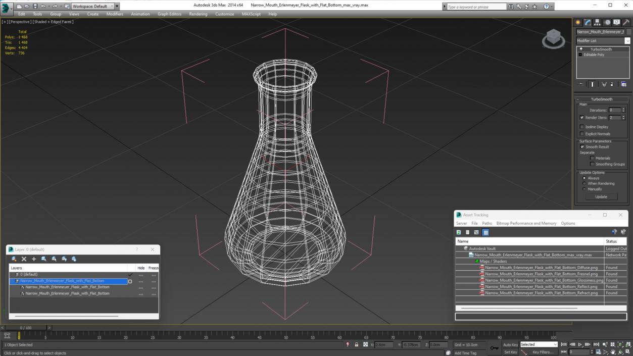 3D Narrow Mouth Erlenmeyer Flask with Flat Bottom