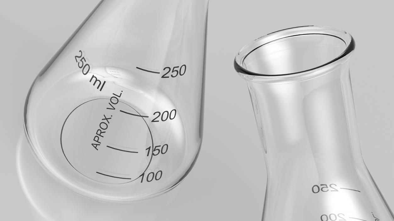 3D Narrow Mouth Erlenmeyer Flask with Flat Bottom