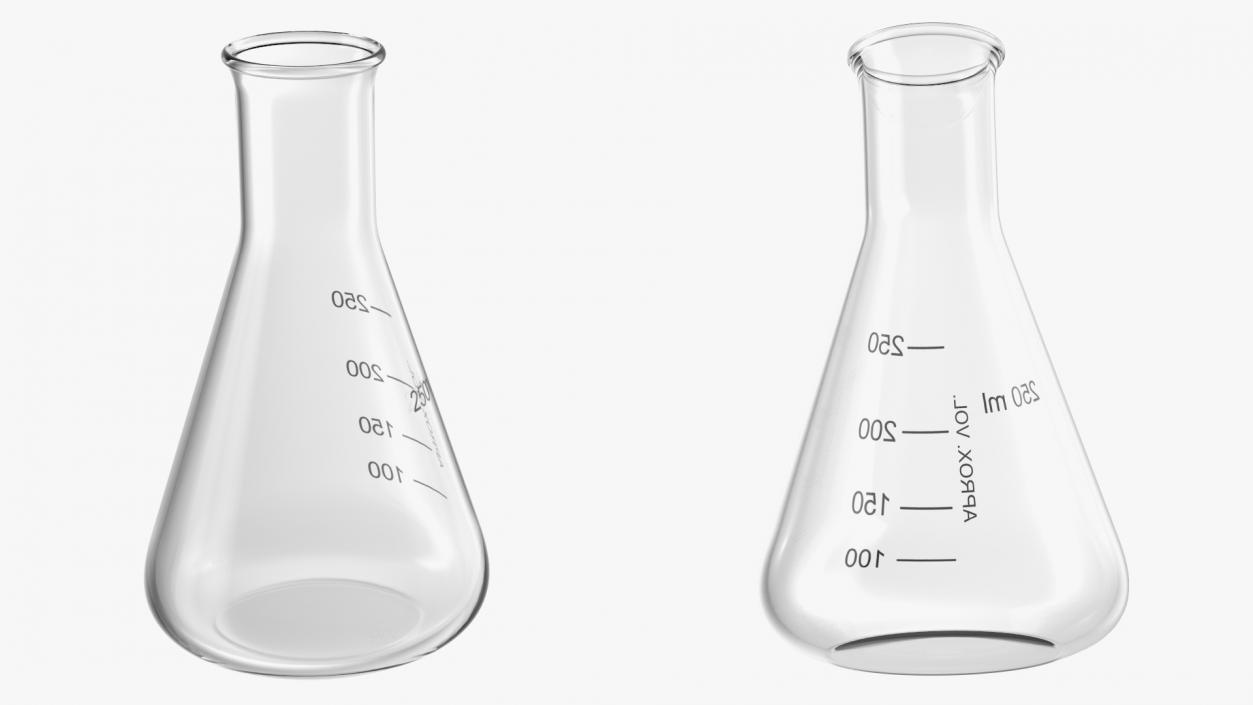 3D Narrow Mouth Erlenmeyer Flask with Flat Bottom