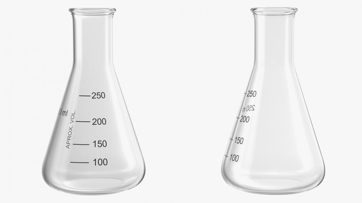 3D Narrow Mouth Erlenmeyer Flask with Flat Bottom