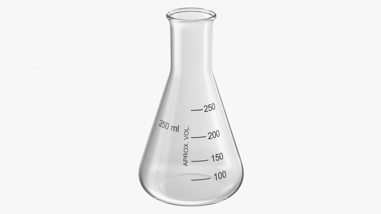 3D Narrow Mouth Erlenmeyer Flask with Flat Bottom