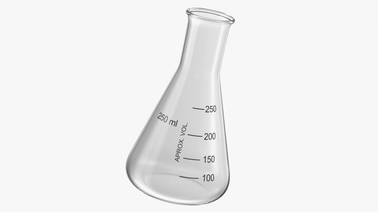 3D Narrow Mouth Erlenmeyer Flask with Flat Bottom