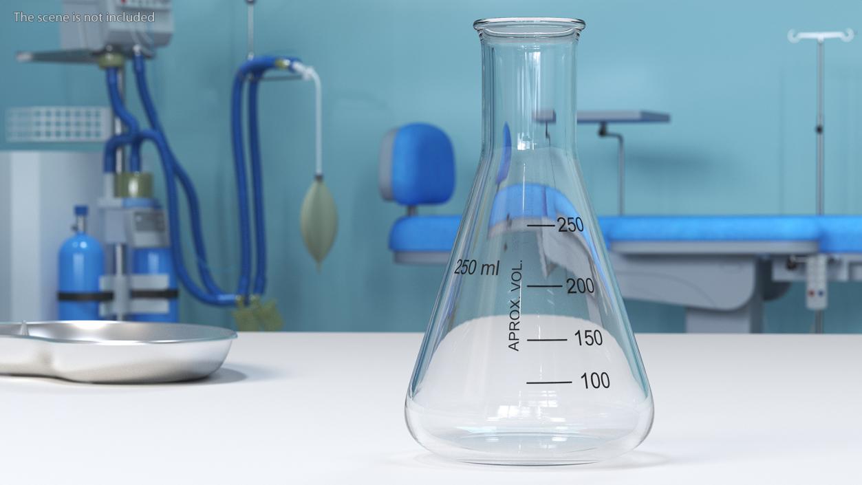 3D Narrow Mouth Erlenmeyer Flask with Flat Bottom