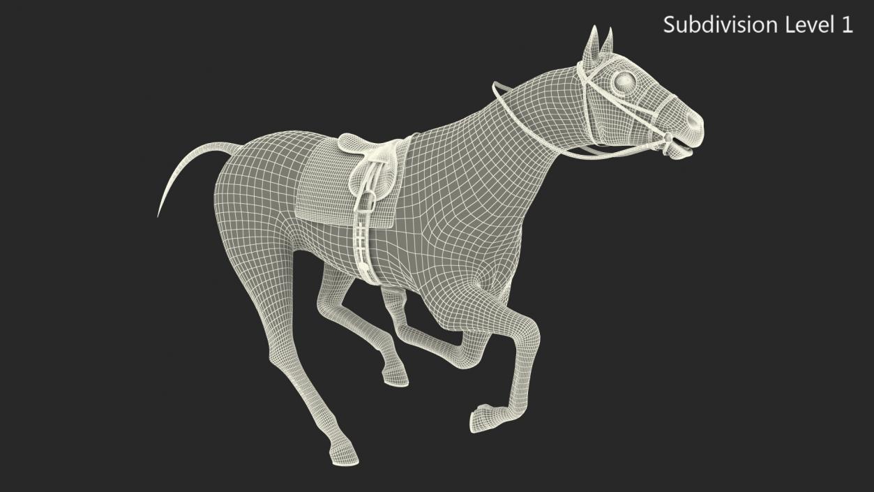 Racehorse White Rigged 3D