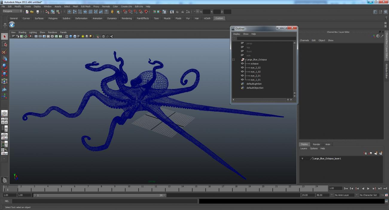 Large Octopus Vulgaris 3D