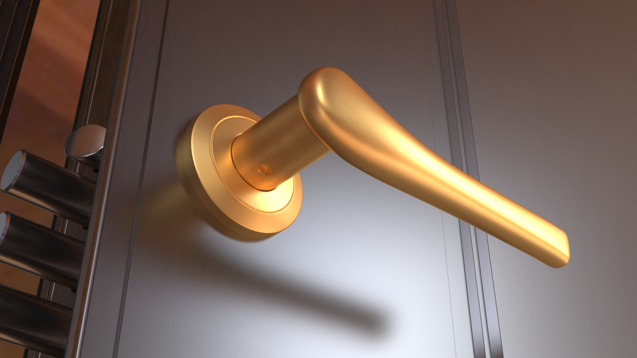 Gold Door Handles Curved 3D model