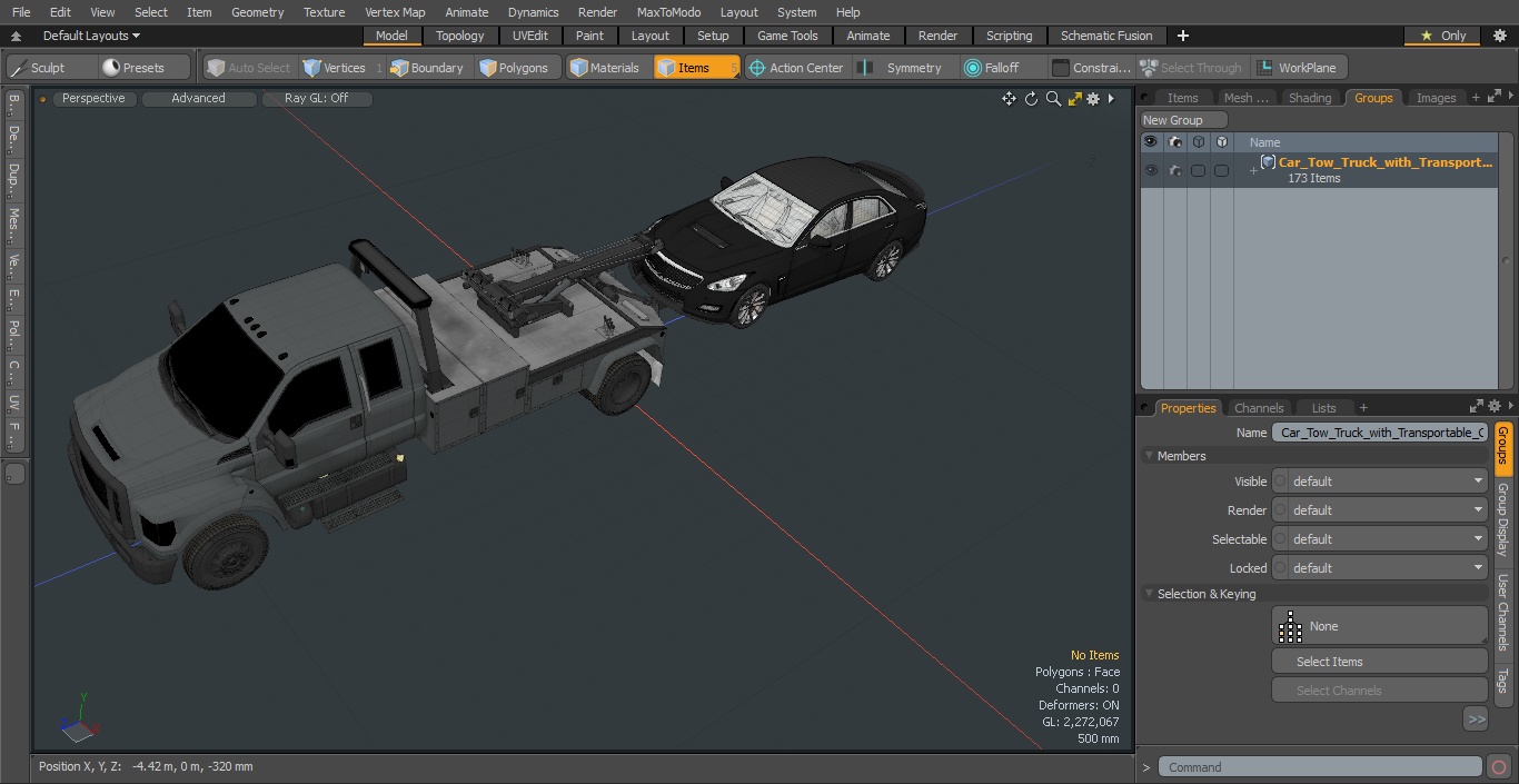 3D Car Tow Truck with Transportable Car