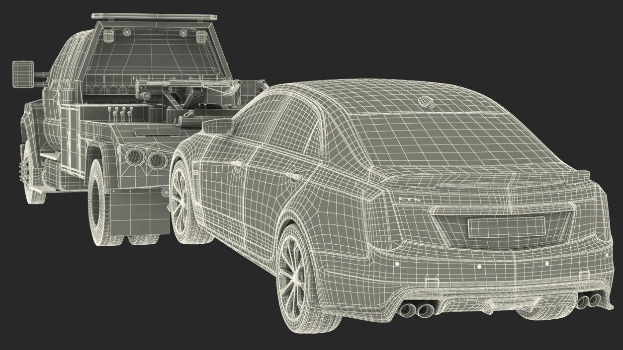 3D Car Tow Truck with Transportable Car