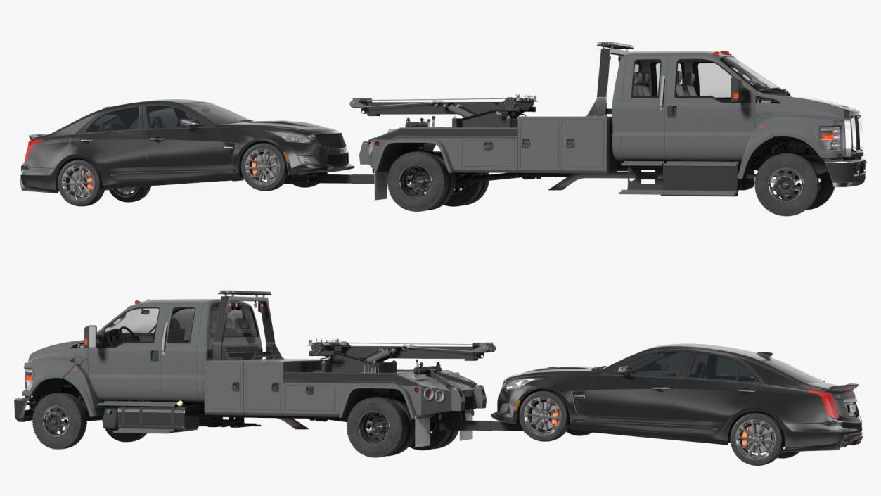 3D Car Tow Truck with Transportable Car