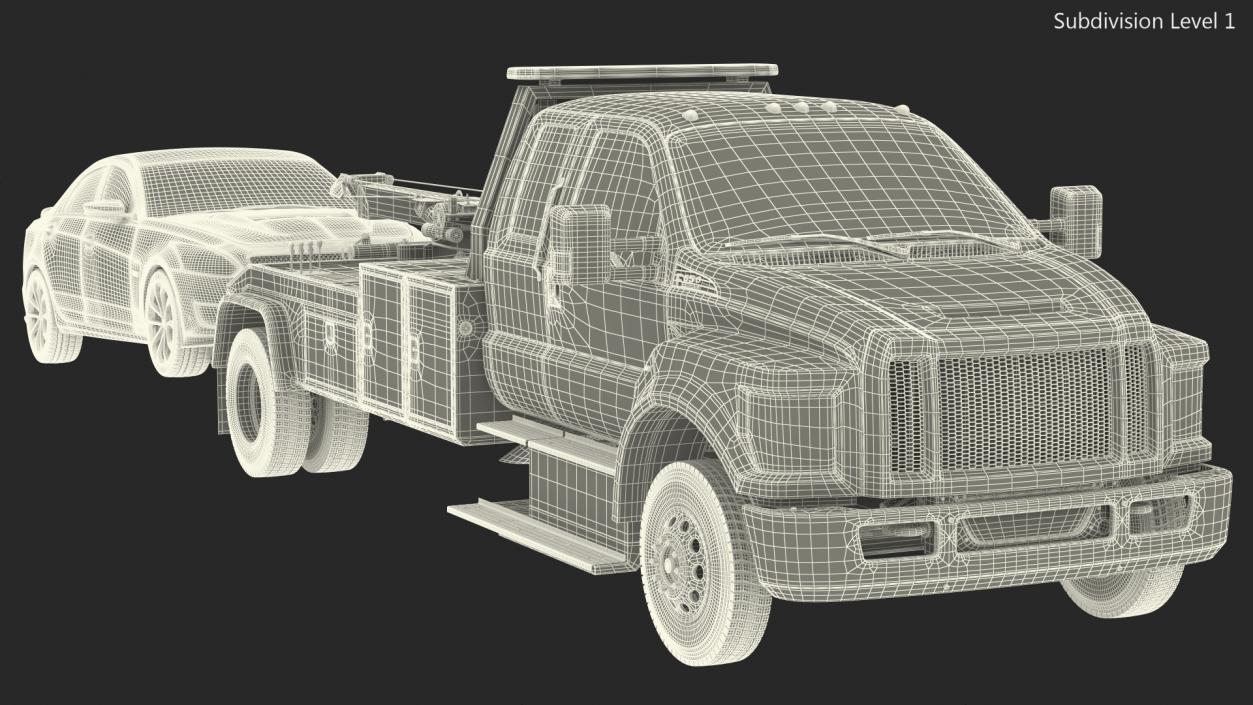 3D Car Tow Truck with Transportable Car