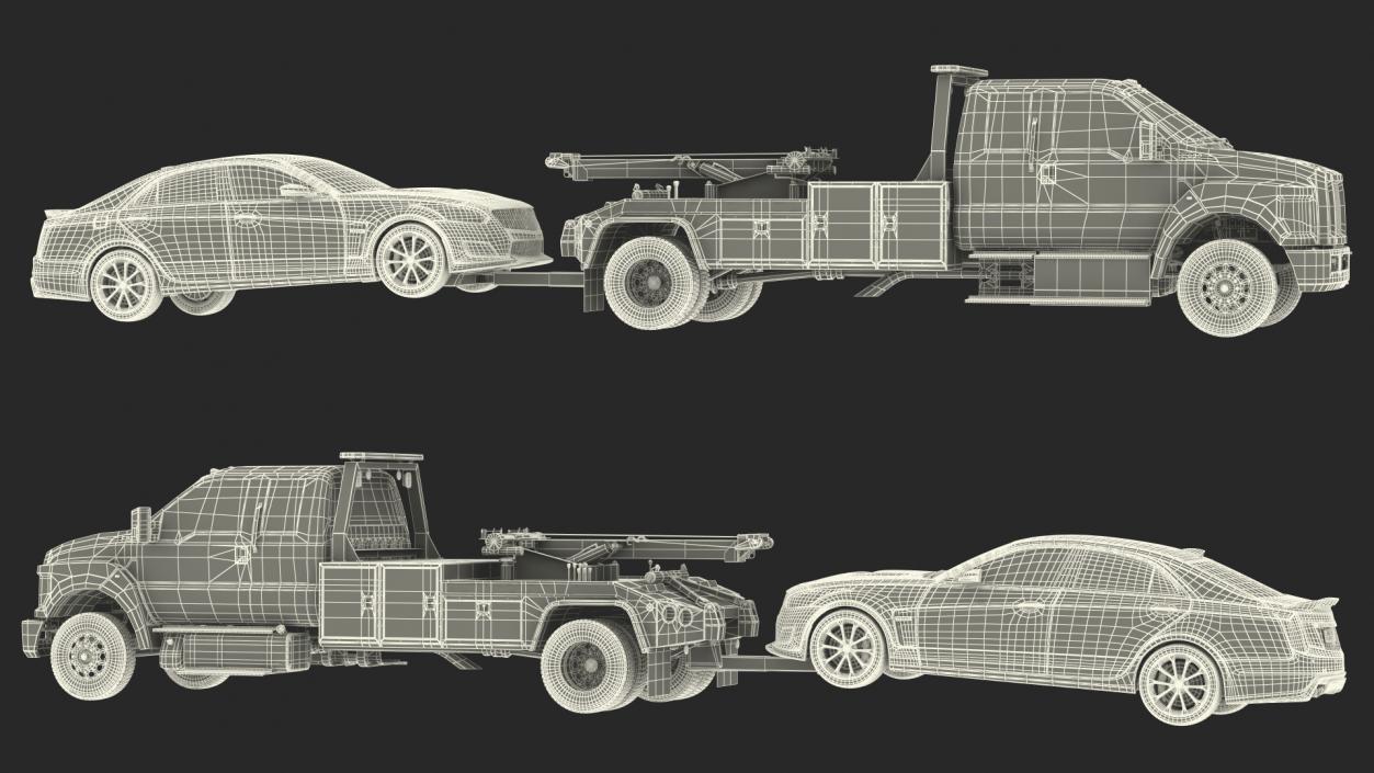 3D Car Tow Truck with Transportable Car