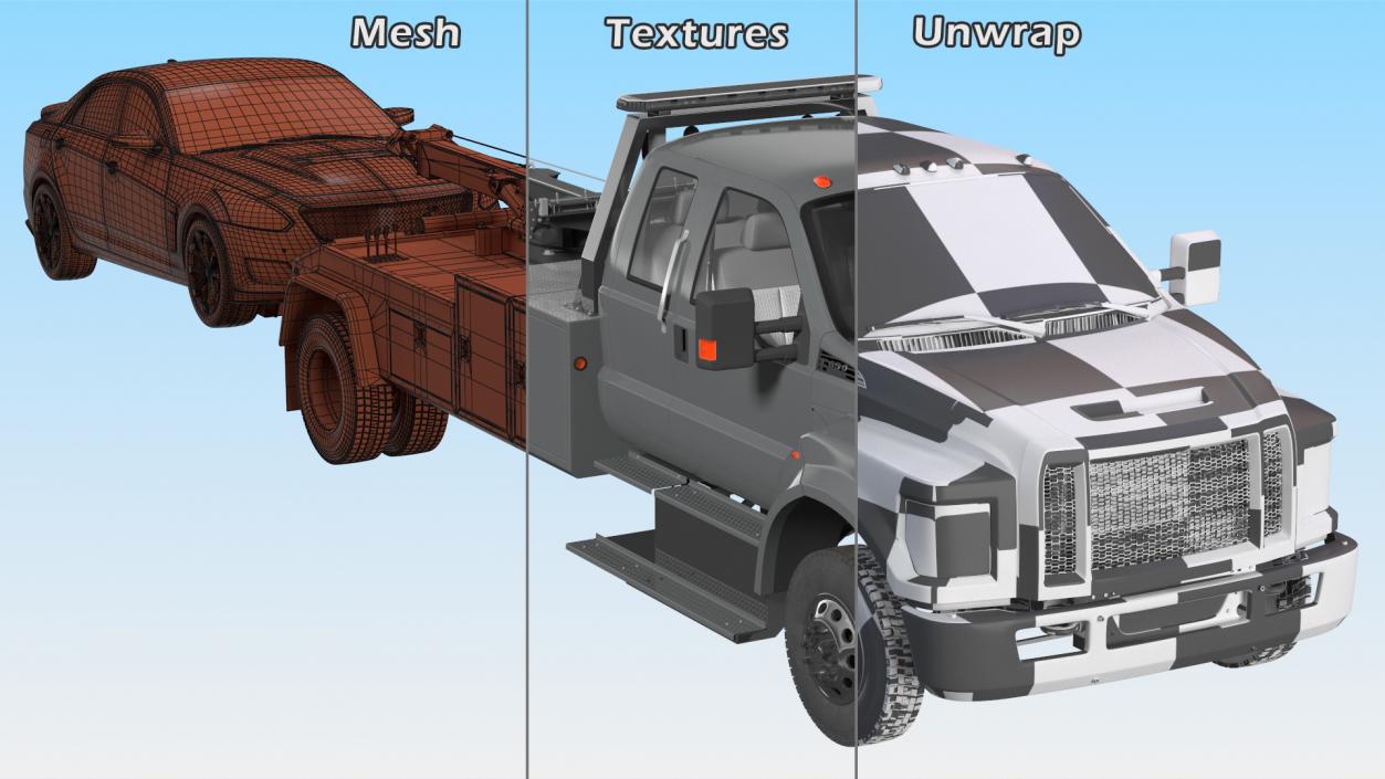 3D Car Tow Truck with Transportable Car