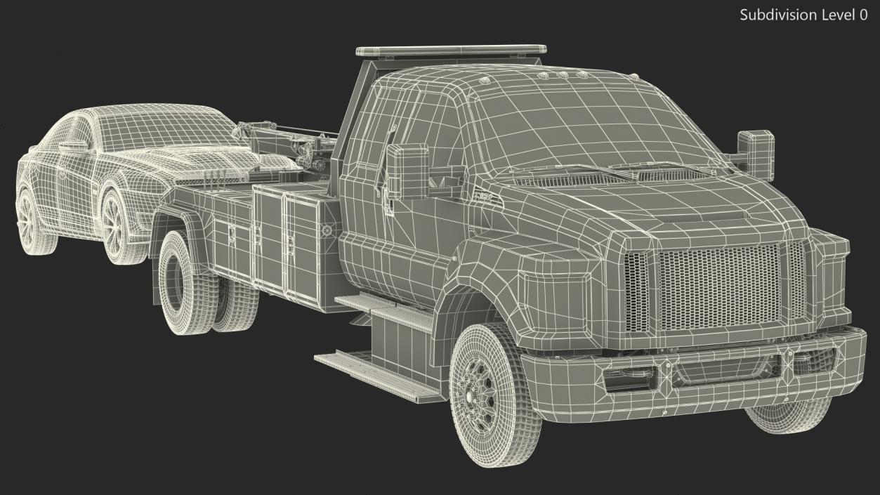 3D Car Tow Truck with Transportable Car