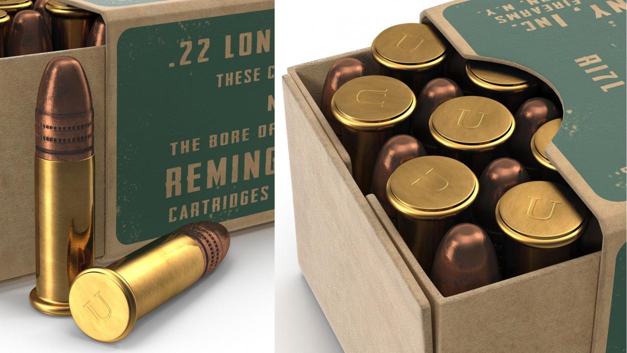 3D Remington 22 Long Rifle Ammunition Box model