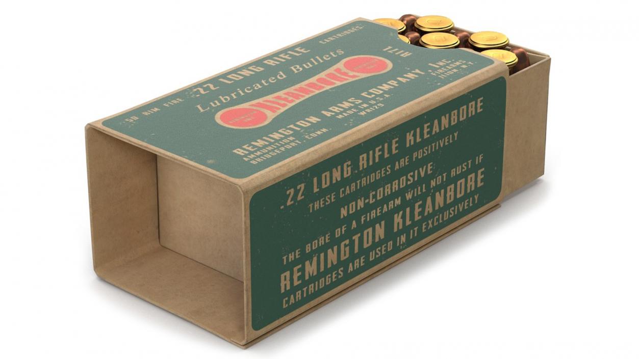 3D Remington 22 Long Rifle Ammunition Box model