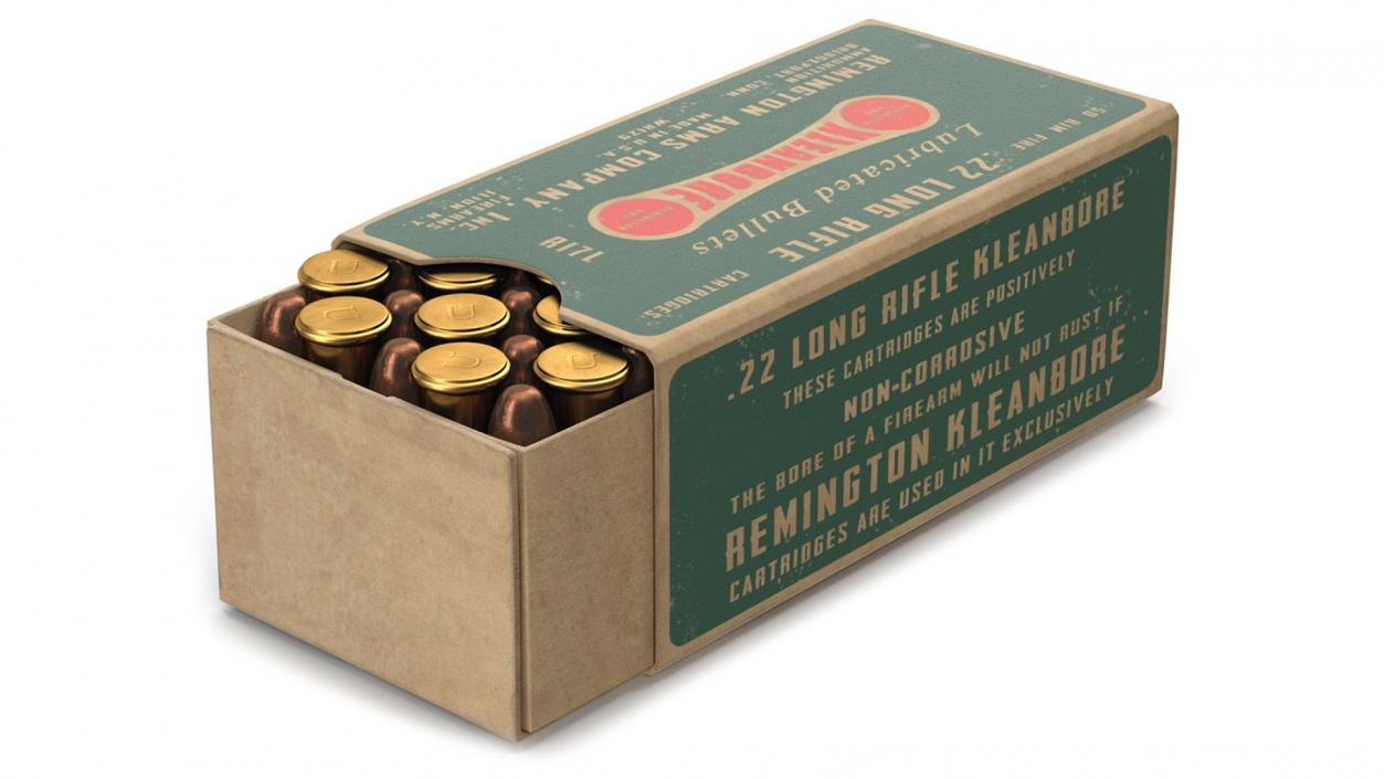 3D Remington 22 Long Rifle Ammunition Box model