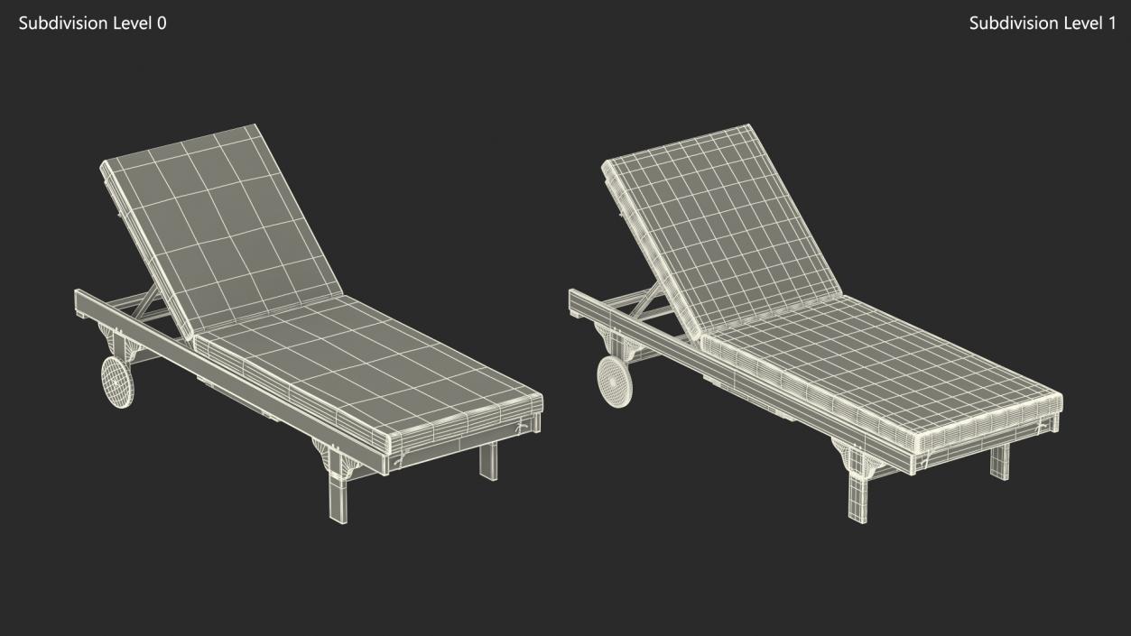 Outdoor Chaise Lounge with Navy Stripes 3D model