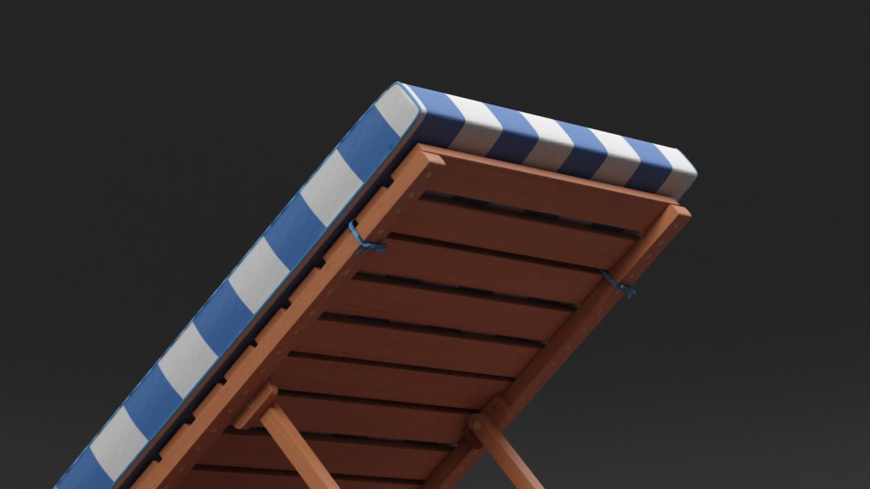 Outdoor Chaise Lounge with Navy Stripes 3D model