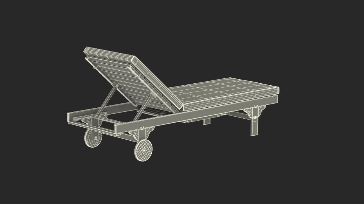 Outdoor Chaise Lounge with Navy Stripes 3D model