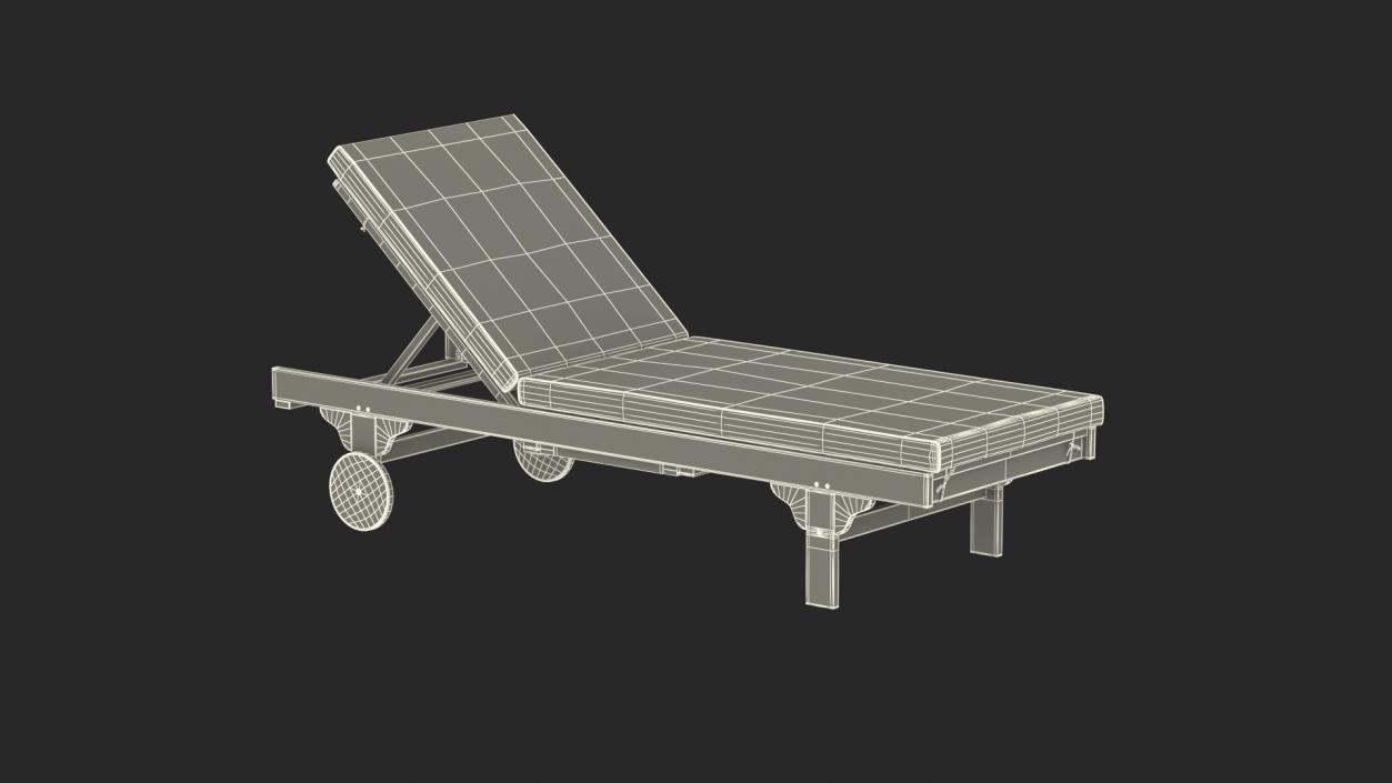 Outdoor Chaise Lounge with Navy Stripes 3D model