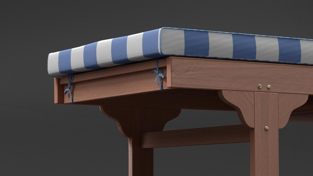 Outdoor Chaise Lounge with Navy Stripes 3D model