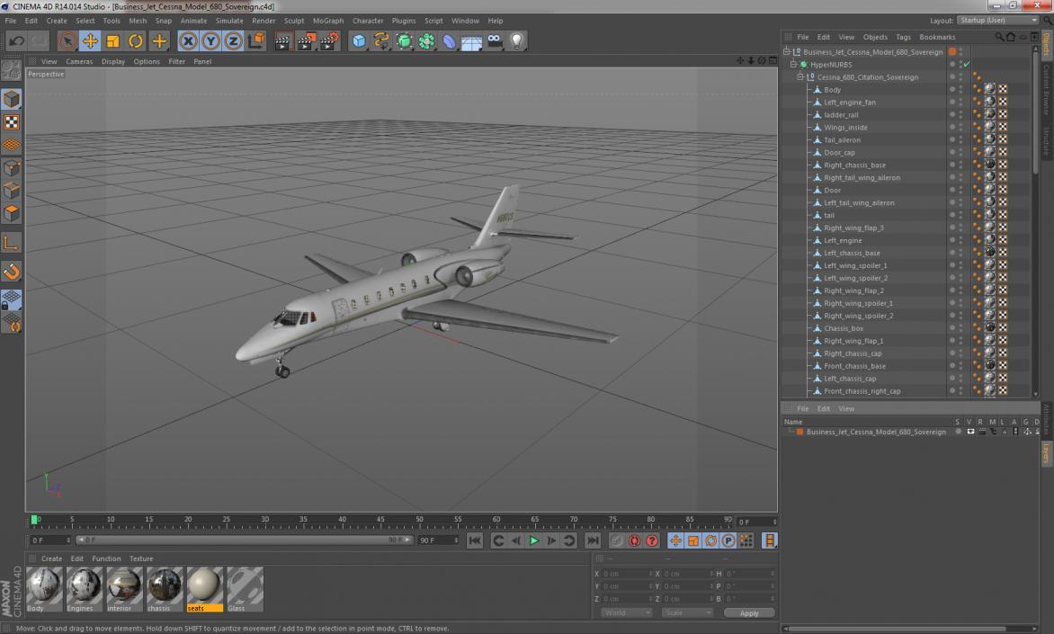 Business Jet Cessna Model 680 Sovereign 3D model