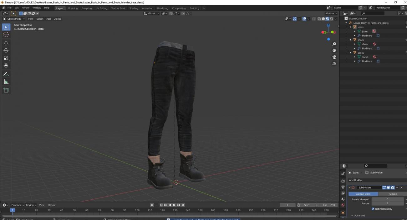 3D Lower Body in Pants and Boots 2