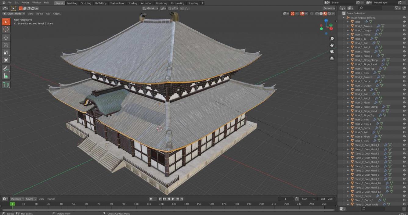 3D Asian Pagoda Building